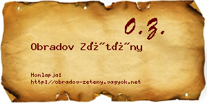 Obradov Zétény névjegykártya